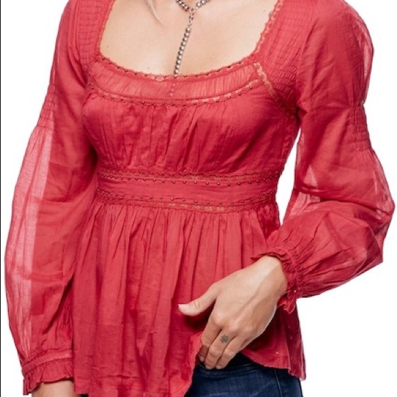 🆕 Free People Strangers in Love Blouse Claret Red - Picture 3 of 6